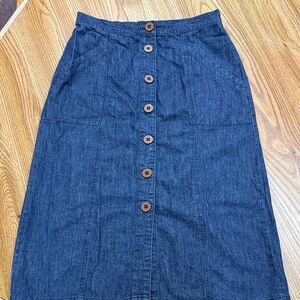 Universal Thread Dark Blue Button-Down Skirt